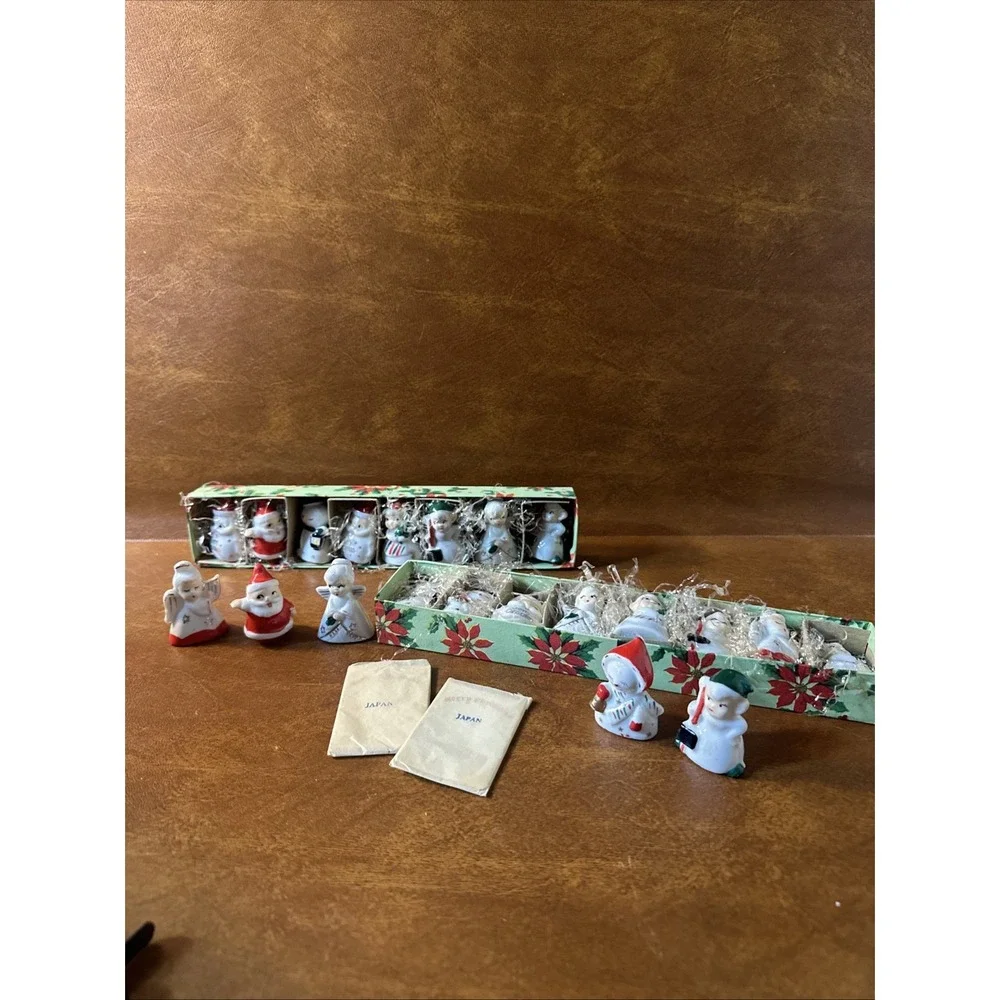 Vintage Set 21 Commodore Japan Ceramic Christmas Card Place Settings + 13cards